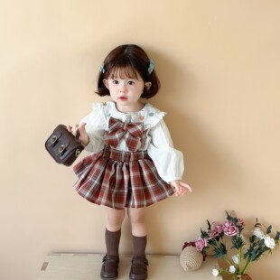 女宝宝学院风套装春秋装小女童夏装jk背带裙公主裙一周岁礼服裙子
