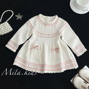 宝宝纯棉毛衣裙2025秋款女童洛丽塔连衣裙婴儿周岁中长款针织裙子