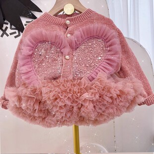 女童tutu裙秋冬款儿童兔兔公主裙宝宝礼服蓬蓬裙子圣诞节毛衣套装