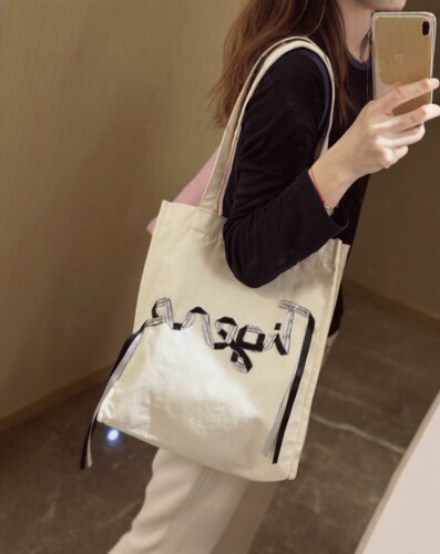 清！日本tiger早春细帆布单肩托特 丝带logo特别款