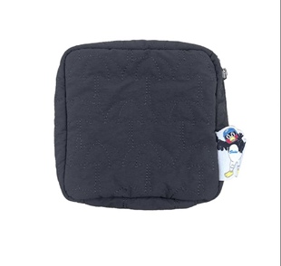 日单可爱小企鹅伞型绗缝拉链收纳包化妆包 两色入