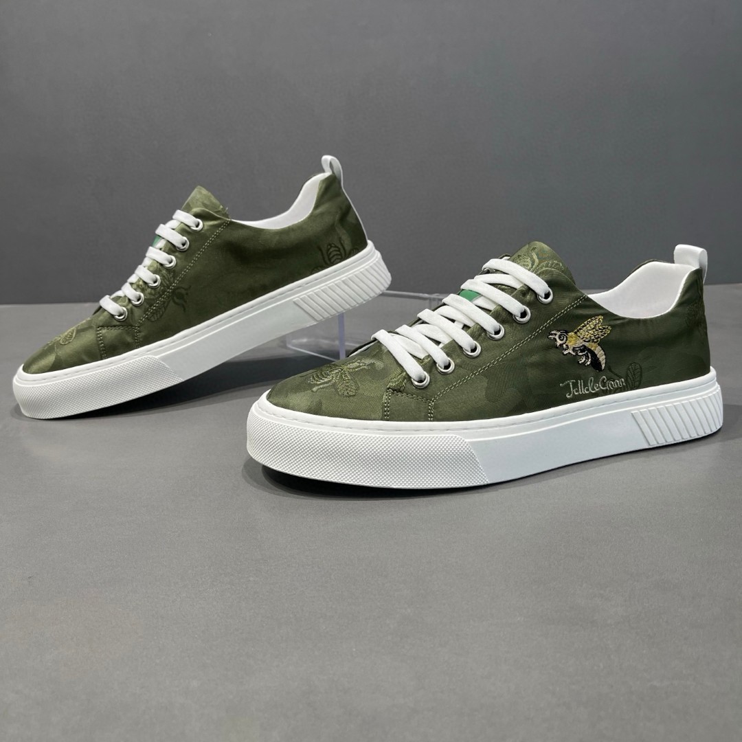 2025夏款款刺绣休闲冰丝布鞋高端轻奢男鞋小白鞋男士一脚蹬平板