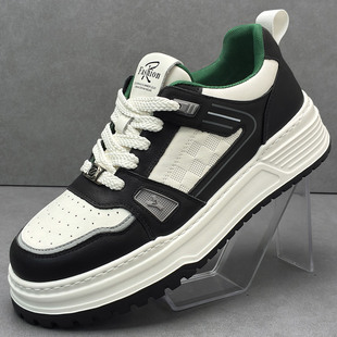 男生鞋子男潮鞋2026春款新款休闲男鞋春季真皮轻便厚底增高板鞋