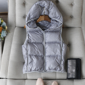 面包羽绒马甲冬季 冬日凹造型 休闲百搭光泽面料连帽90白鹅绒无袖