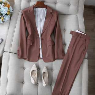 自信通勤 套装 高阶色系修身 锥形烟管直筒裤 女26春 西服外套 柜单
