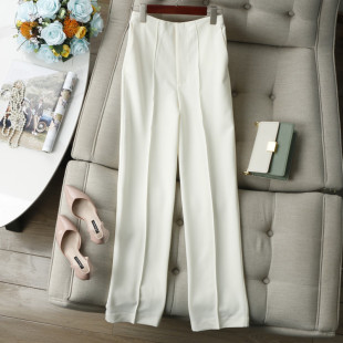 西裤 烫挺中缝线高腰直筒休闲窄版 女25夏 腰头藏肉显瘦 霸屏大长腿