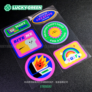 lucky良运车贴 饰贴 创意可爱小太阳卡通贴纸前后挡车窗内饰反光装