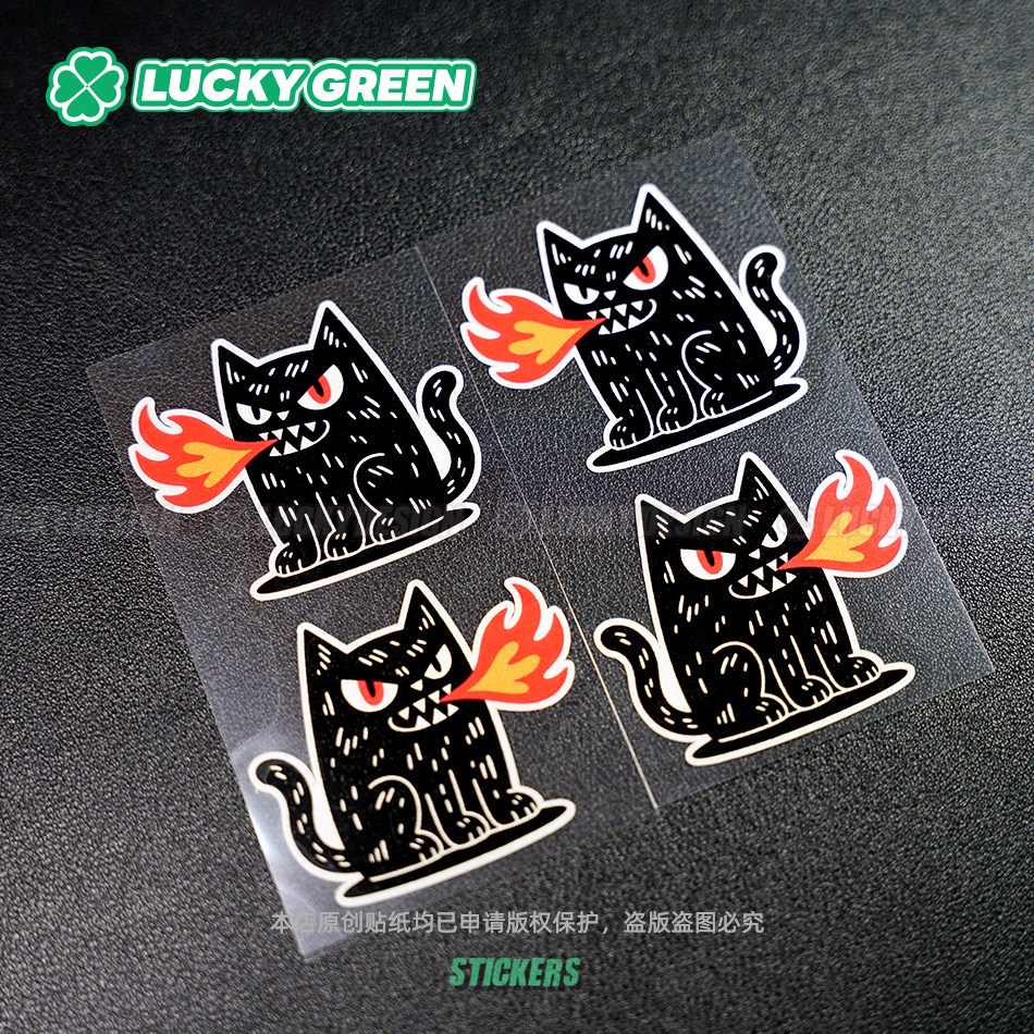 lucky良运车贴 喷火猫 越野车摩托穿越suv贴纸 户外防水装饰贴