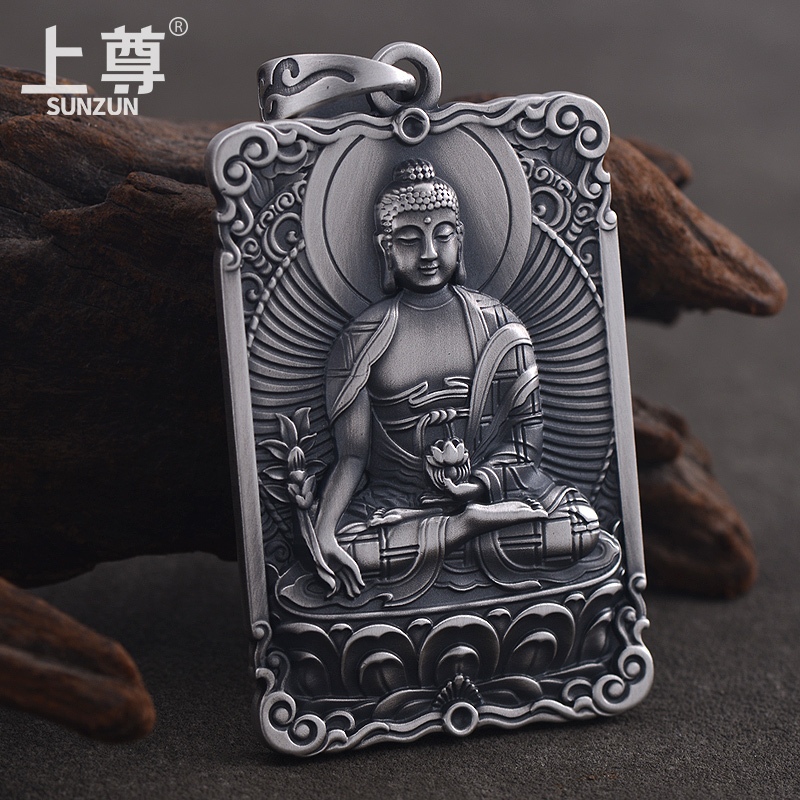 上尊999足银精工佛牌吊坠