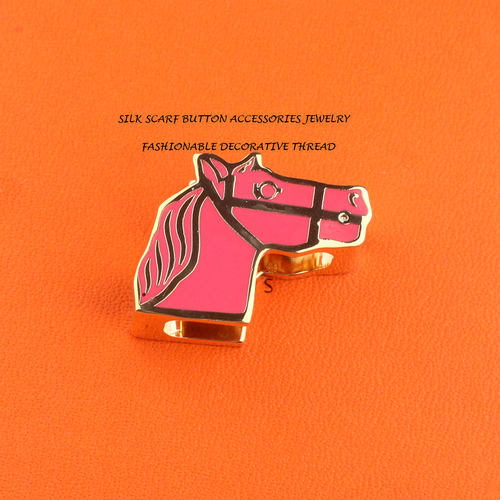 高级感Twilly粉色珐琅丝巾扣环披风骏马百搭披肩扣配饰方巾打结扣