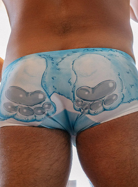 ninoo 性感男士低腰小平角内裤熊掌印花高弹U凸囊袋透气低腰25055