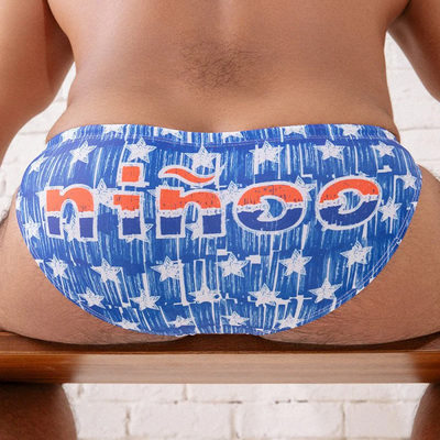 NINOO手绘印花男士三角内裤系绳