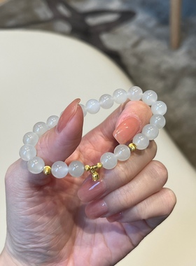 晨禧珠宝 18k金铃兰花和田玉手串轻定制手链礼物送礼轻奢高级感