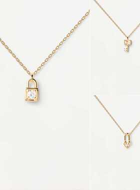 小锁头西班牙银镀金爱心形吊坠