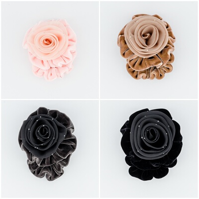 巴黎亚历山大丝绒花朵顶夹发圈