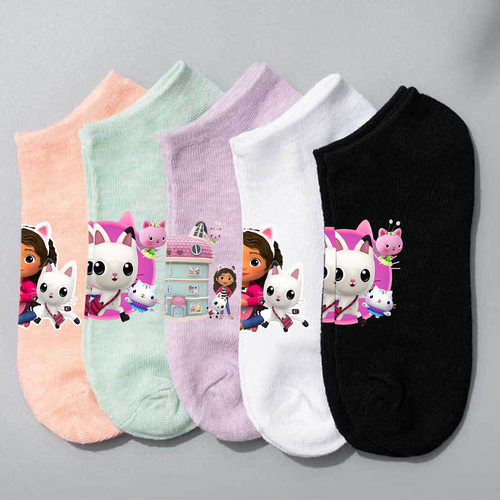 gabby's dollhouse短款糖果色船袜春夏款休闲短袜时尚透气男女袜