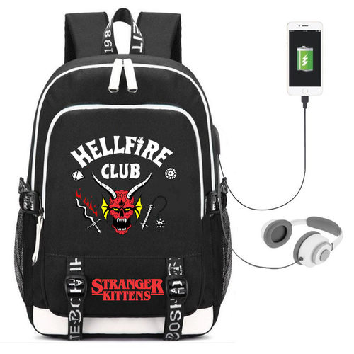 怪奇物语stranger thingsUSB充电双肩包学生帆布包旅行背包大容量