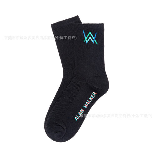 Alan walker袜子艾伦沃克嘉豪韩版中筒袜彩色男女中筒堆堆棉袜