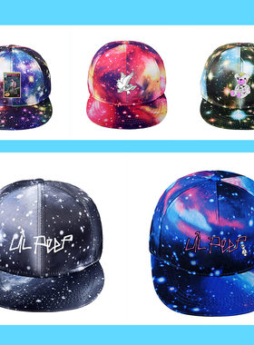 Lil Peep星空帽男女嘻哈帽新款炫酷棒球帽利尔·皮普周边平沿帽