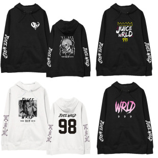 欧美歌手juice wrld周边连帽卫衣加绒薄男女时尚厚款外套