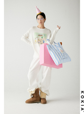 KOKIA现货十周年限定插画艺术家合作 童趣派对印花长袖T恤/环保袋