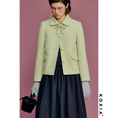 伊顿领手工蝴蝶结短外套 羊毛肌理毛呢 KOKIA现货 牛油果奶昔绿