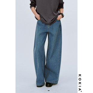 炒盐工艺弯刀弧型宽松阔腿牛仔裤 KOKIA 软洗亲肤 型 王牌裤