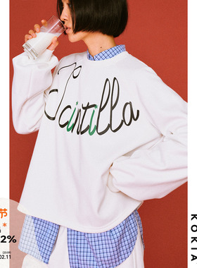 KOKIA现货 轻暖奥利绒Scintilla 印花宽松经典短款加绒卫衣