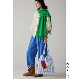 Green亲肤柔软矩形流苏围巾 高饱和Apple KOKIA现货 100%baby羊毛