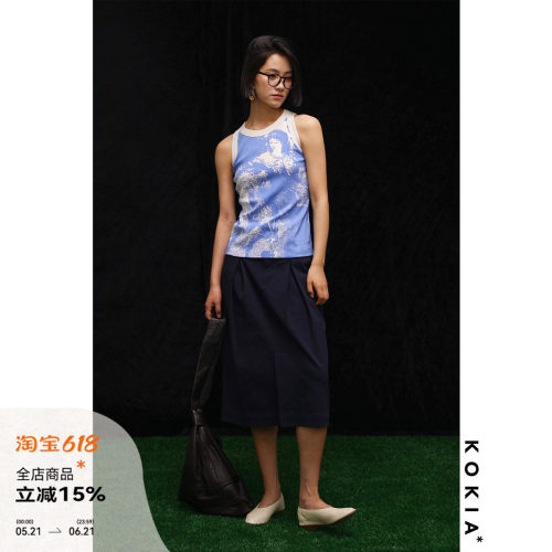 KOKIA古典派印花罗纹工字背心