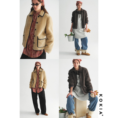 KOKIA羊羔绒宽松毛毛外套