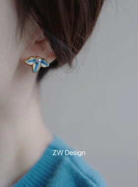 蓝调森林《耳钉耳夹》高级复古小珍珠耳环女无耳洞蚊香盘文艺