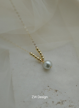 星辉 手作真多麻灰色珍珠项链套装日系风14k包金通勤风气质简约女