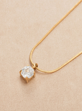 轻奢玫瑰花锆石锁骨项链女