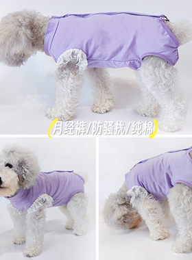 比熊狗狗宠物安全裤母狗卫生裤纯棉连体生理裤月经期姨妈裤防骚扰