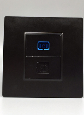 黑色光纤带网线插座86型CAT6A超六类电脑屏蔽千兆网络+SC光钎面板