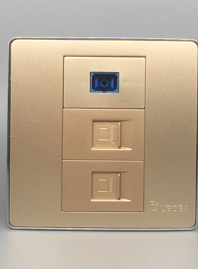 金色86型双口千兆网络带光纤面板SC光纤六类网线电脑插座CAT6网口