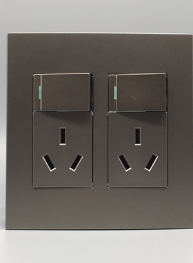 灰色120型多孔家用暗装二开双控 带三孔16A插座 2开六孔16安面板