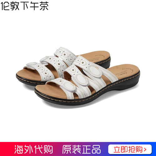 Clarks其乐女鞋真皮露趾休闲凉鞋低跟拖鞋Leisa Cacti正品代购