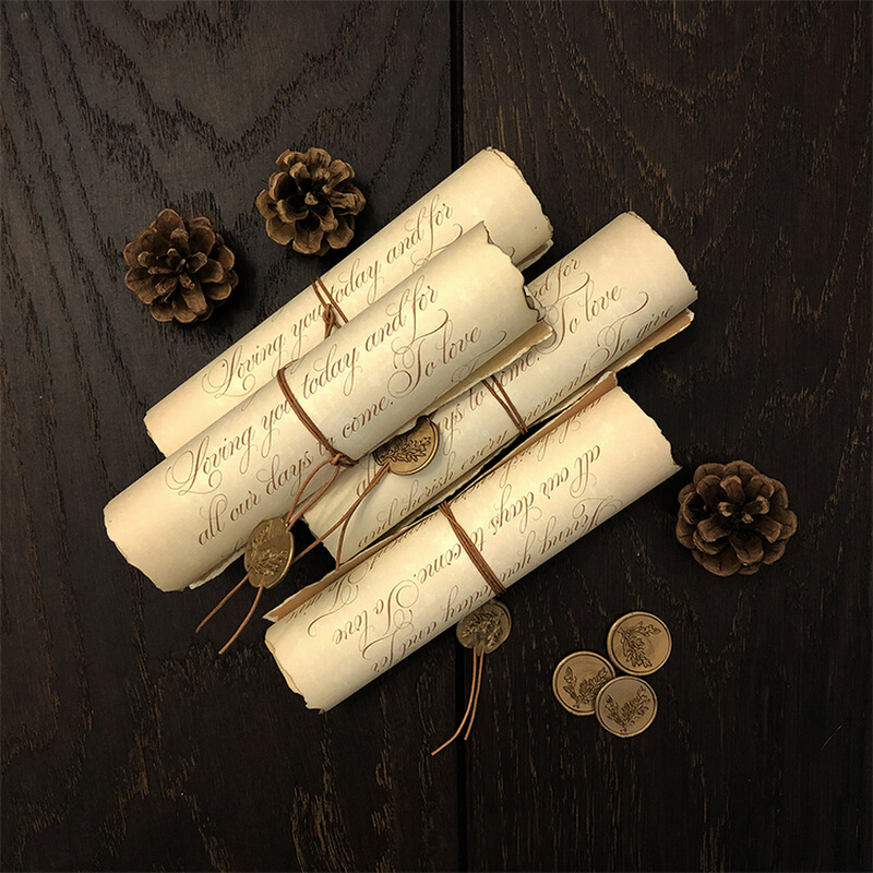 MrrySo 高端婚礼卷轴誓言卡欧式结婚宣言卡 复古贺卡diy拍照道具