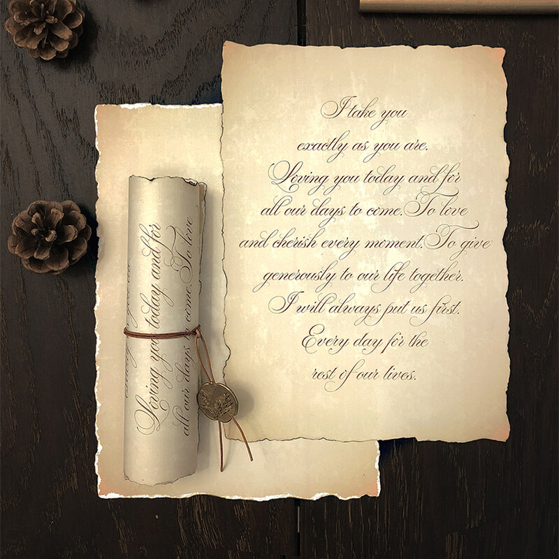 MrrySo 高端婚礼卷轴誓言卡欧式结婚宣言卡 复古贺卡diy拍照道具