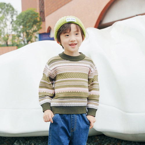 青蛙王子童装男童小童冬季针织衫宝宝软糯保暖上衣洋气好看针织衫