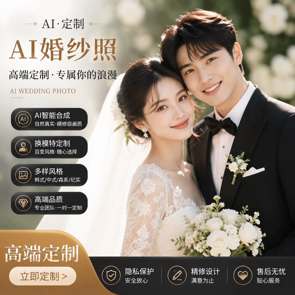 AI高端定制婚纱照P图写真艺术照