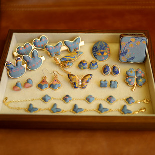 12.2上新天秤座 钱小萍宋锦十二星座系列水瓶座耳钉胸针手链