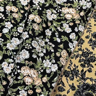 复古法式小碎花提花布料 春秋连衣裙女装服装化妆包装饰浮雕面料