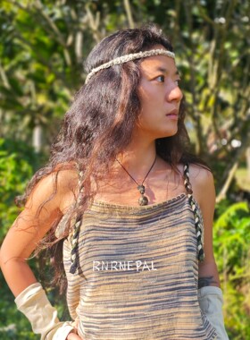RNRNEPAL山林回响多功能配饰原生态野生汉麻发带棉麻项链男手链女