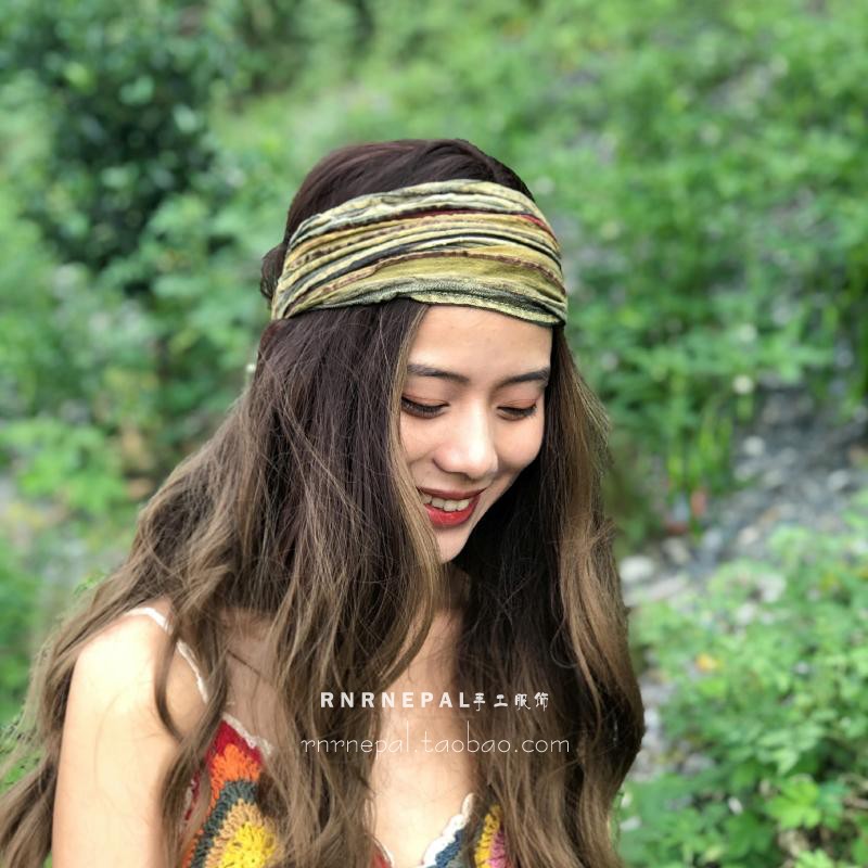 RNNRNEPAL素雅条纹发带瑜伽头巾头带纯棉亲肤宽发饰女嬉皮头饰男
