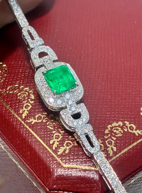 29800的1.3ct 祖母绿手链 哥伦比亚产地 极微油 18K钻石1.45克拉