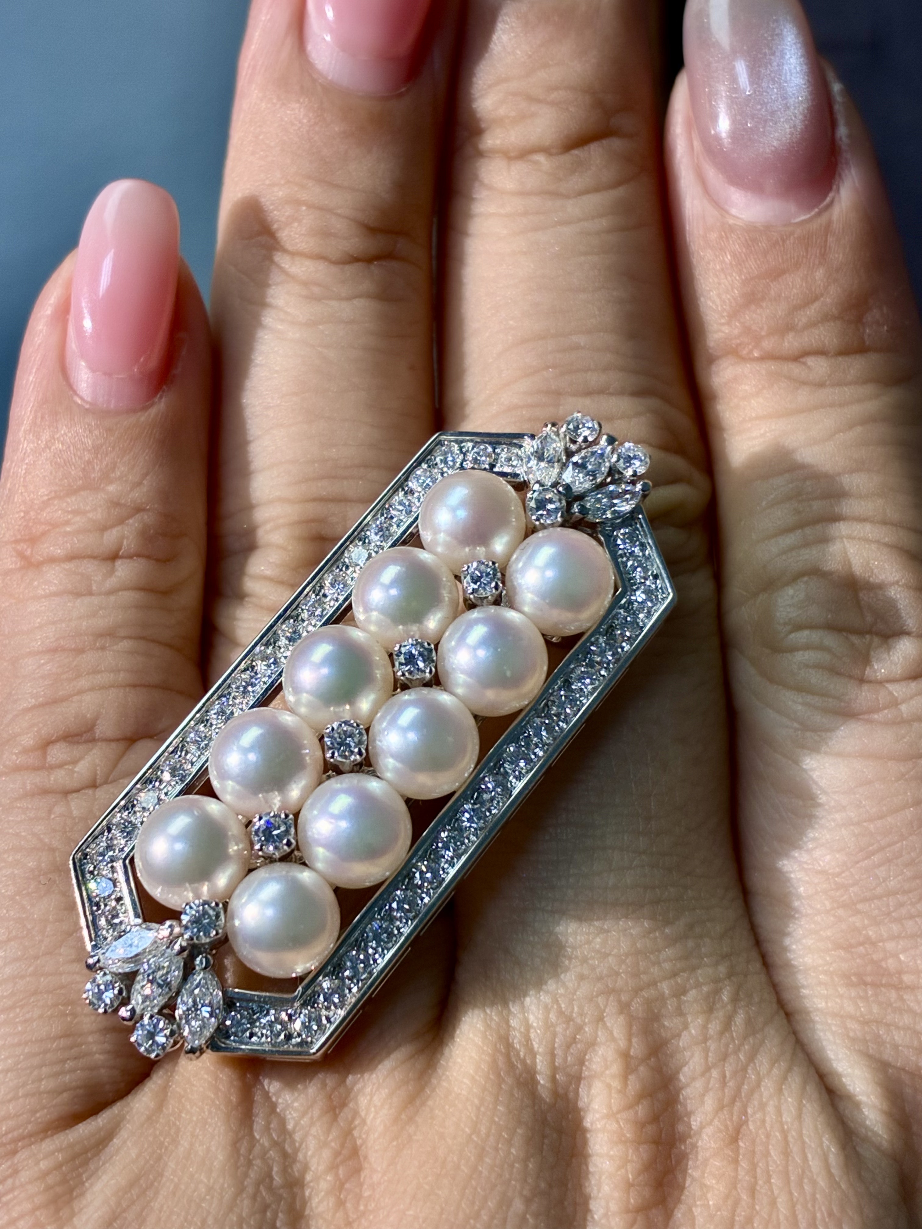 1万多亏本卖的M家正品2克拉钻石14K皮带扣带留AKOYA海珠 14克重金