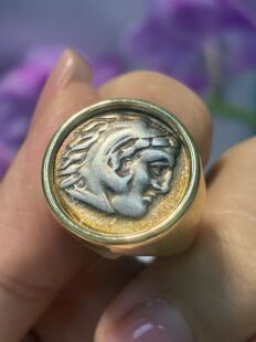 1万多亏本卖 10克多重18K黄金 真的古币大力神戒指 圈口14号可改